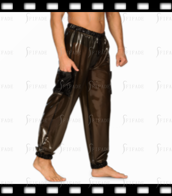 Latex Men's Trousers Male's Loose Pants Side 3D Pocket Customize XS-XXXL 0.4mm