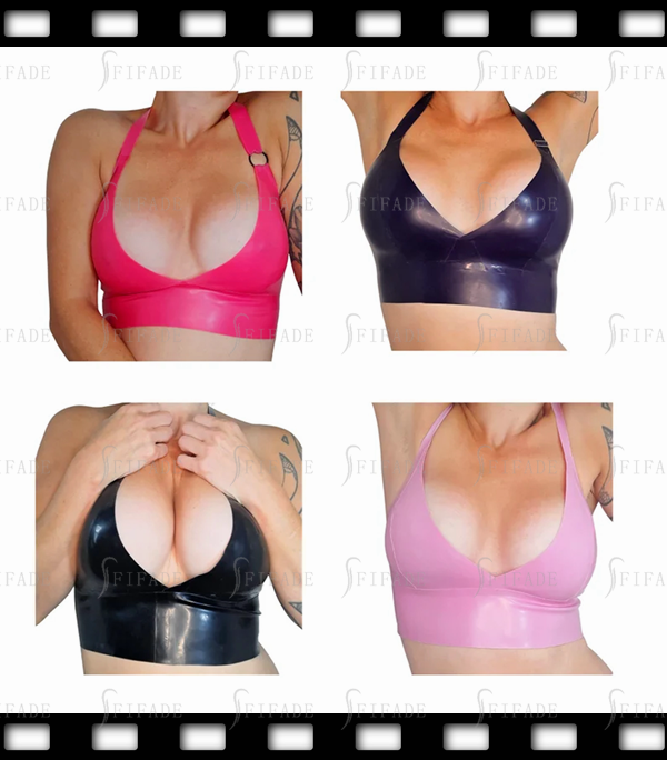 Latex Bra Seamless Deep V Sexy Halter Style Customized 0.4mm
