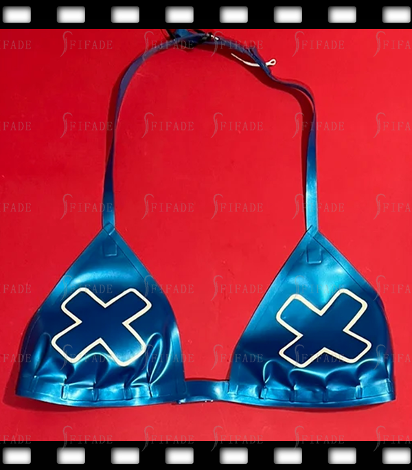 Latex Bikini Tiny Bra Cross Halter Thin Straps Unique Sexy Csutomized 0.4mm