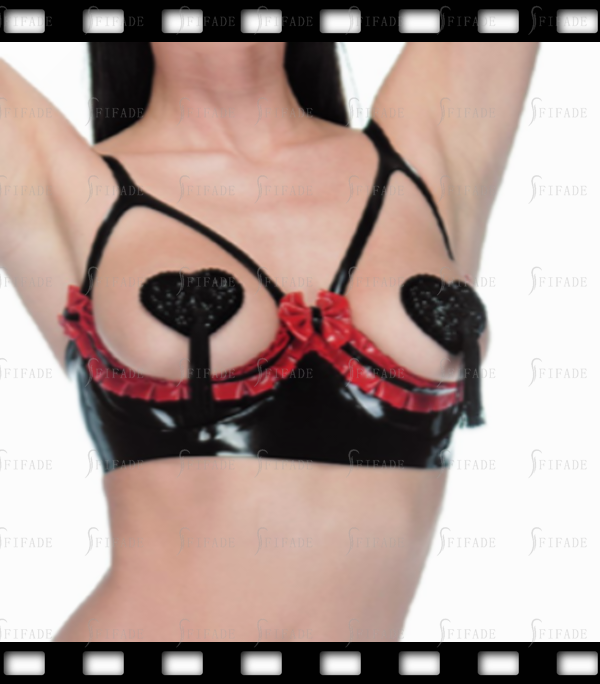 Latex Bar Chest Open Ruffles and Bowknot Deco Clubwear Play Customized 0.4mm