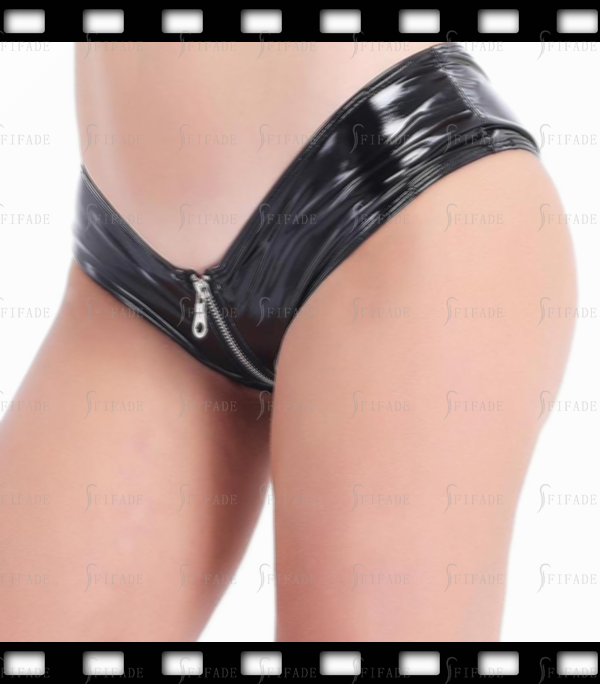 Latex Brazilians V Shape Full Length 2 Way Crotch Zip Women‘s Panties Customized 0.4mm