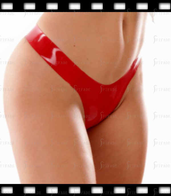 Latex Tanga V Shape Thongs Red Sexy T-back Unisex Customized 0.4mm