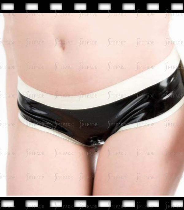 Latex Boyshort Crotch 2 way Zip Hot Lower Waist Shorts Panties Unisex Customized 0.4mm