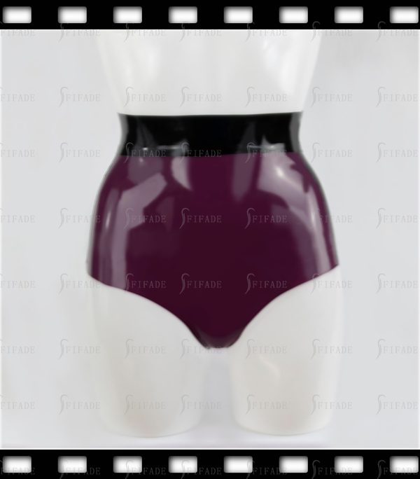 Latex Control Briefs Contrasting Color Back 2 Layer Ruffles Fitted Slim Customized 0.4mm