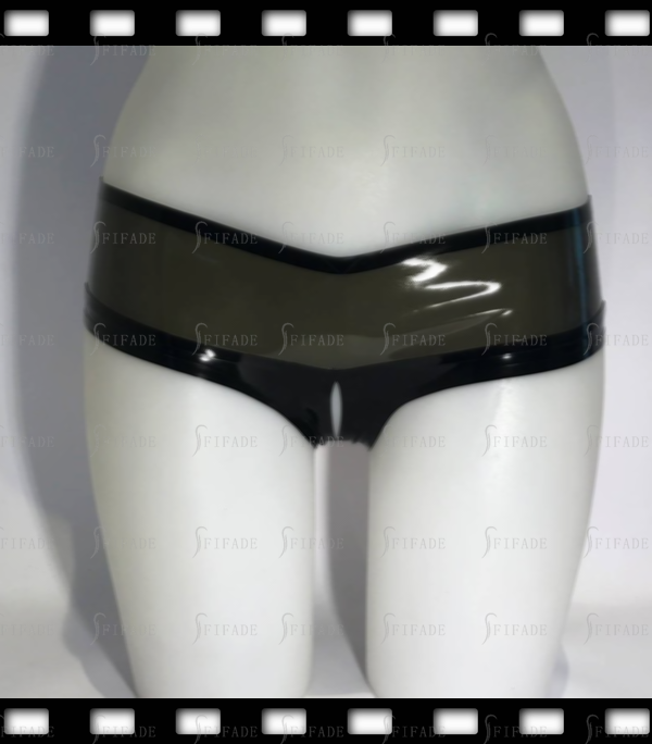 Latex Panties Lower Waist Shorts Contrasting Color Crotchless Unisex Customized 0.4mm