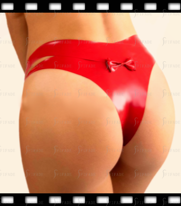 Latex Brazilians V Shape Lower Waist Shorts Panties Bowknot Deco Customized 0.4mm