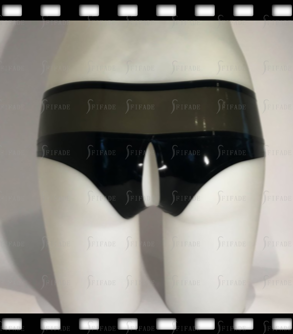 Latex Panties Lower Waist Shorts Contrasting Color Crotchless Unisex Customized 0.4mm