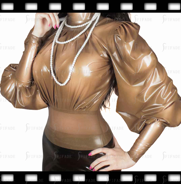 Latex Tops Women's Blouse Back Zip Loose Tops Unique Design Unisex Customized 0.4mm