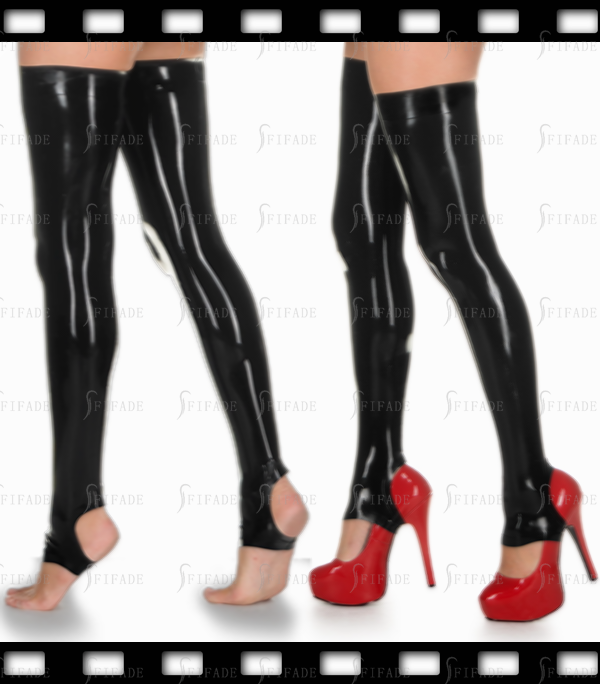 Latex Stirrups Stockings Classic Sexy Slim Fitted Customized 0.4mm