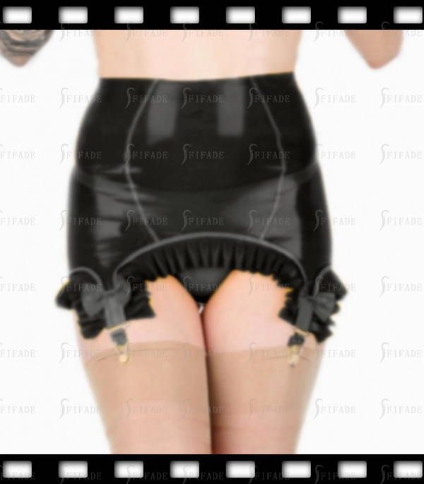 Latex Sheath Skirts with 4 Clips Suspender Bottoms Ruffles Customized 0.4mm