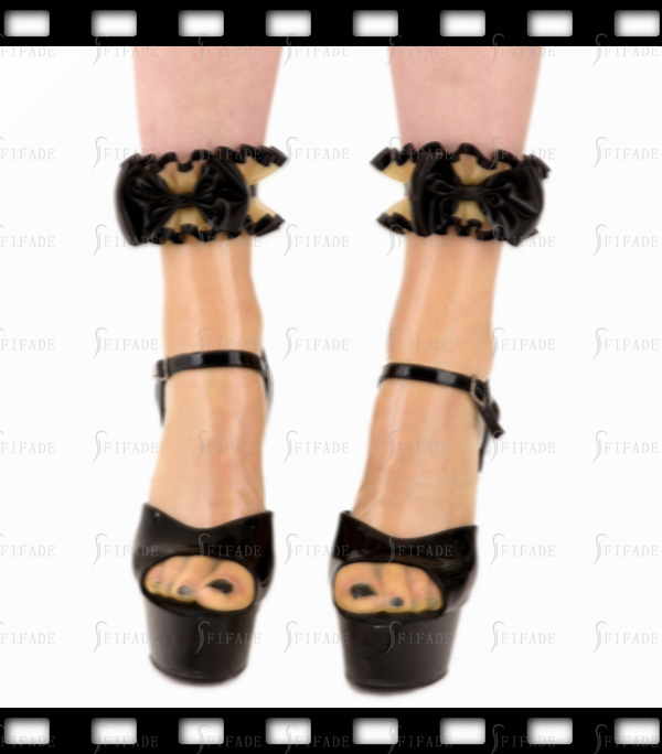 Latex Socks Ankel length Upper Ruffles with Bownknot Sweat Socks Customized 0.4mm