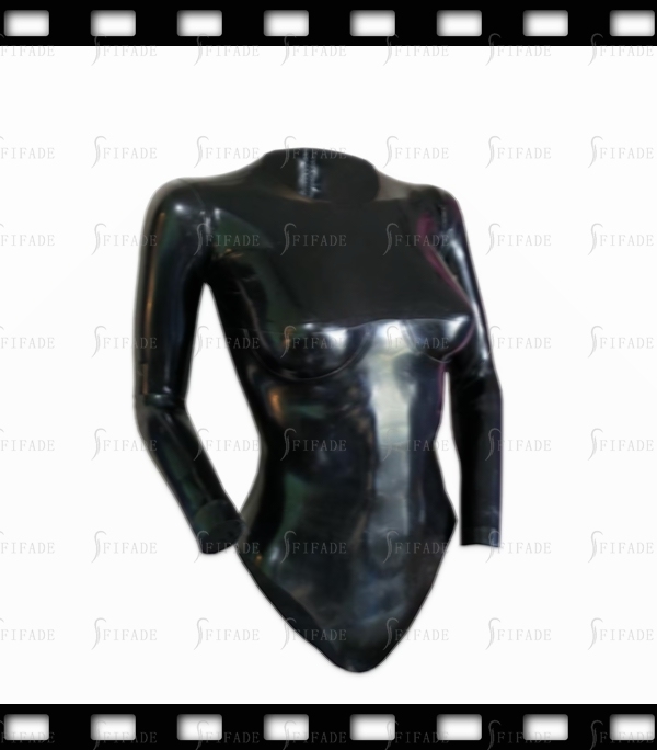 Latex Leotard Long Sleeves Sexy Robes Back Zip 3D Cup Slim Fitted Customized 0.4mm