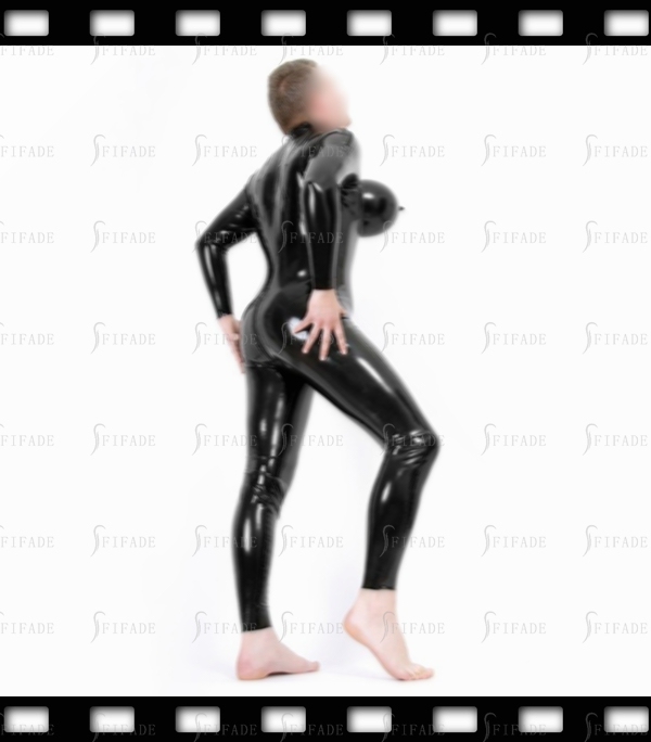 Latex Catsuit for Men Inflatable Bust No Socks Back Zip High Neck Unisex Customized 0.4mm