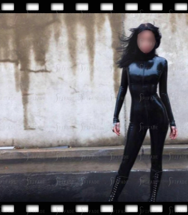 Latex Catsuit Classic Basic Jumpsuit Slim Fitted Front 3 Way Zip with Socks Customized 0.4mm