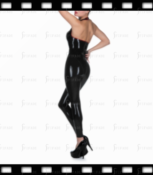 Latex Catsuit for Women Halter Back 3-way Zip Unique Sexy Slim Fitted Customized 0.4mm