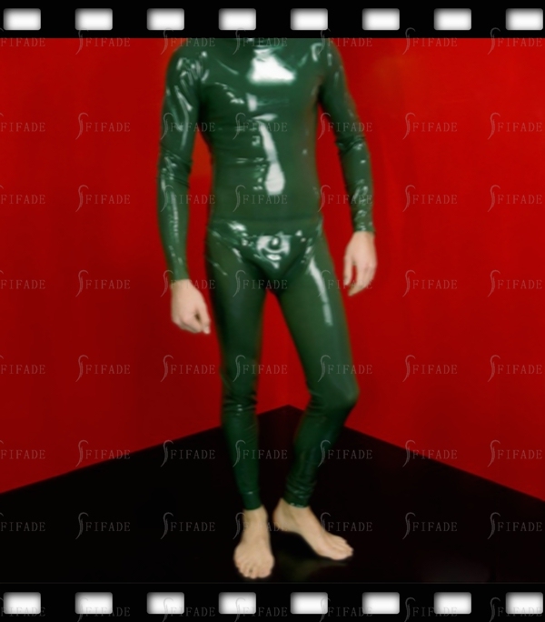 Latex Catsuit with Cod Piece Back 2 Way Zip Customized 0.4mm