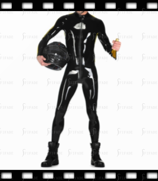 Latex Catsuit for Men Side Trims Unique Cool Front 3 Way Zip Customized 0.4mm
