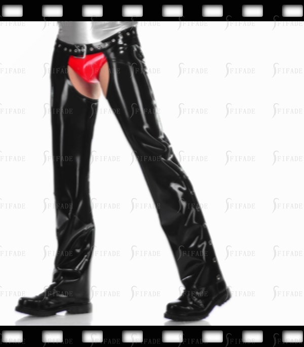 Latex Pants for Men Crotchless Side Zip Trousers Jean Sexy Cool Cowboy Play Customized 0.4mm