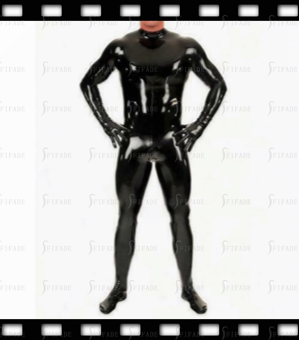Latex Catsuit for Men Classic Jumpsuit Back 3 Way Zip with Gloves &amp; Socks Customized 0.4mm
