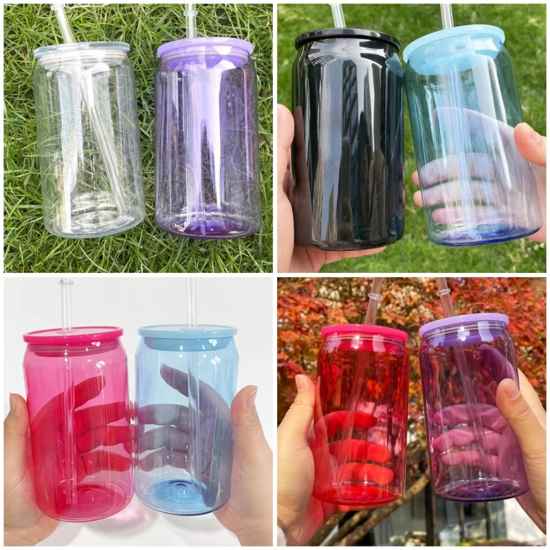 colored 16oz Acrylic Libbey Plastic can with Straw for Vinyl/UV DTF Wraps