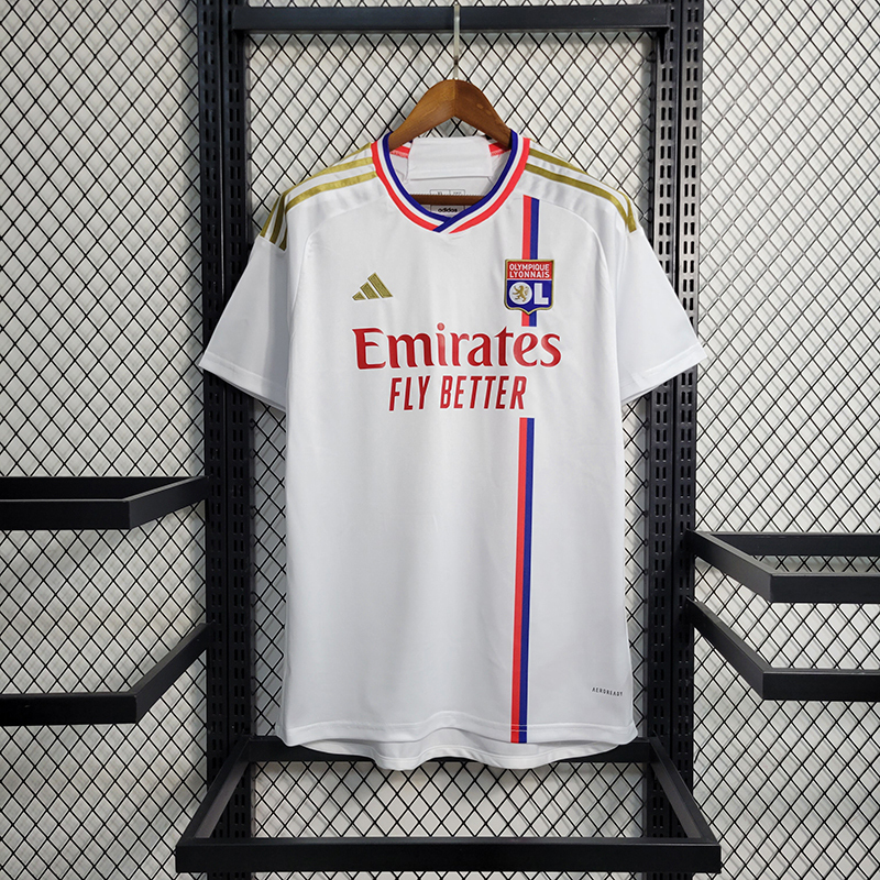 QCOFFICIAL | 2023/24 Olympique Lyonnais 2ND HOME Fans Edition Football Soccer Jersey Shirt