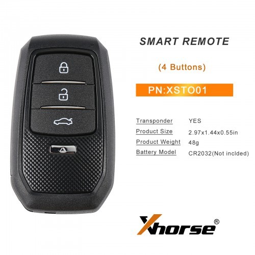 Xhorse XSTO01EN Smart Remote Key Toyota XM38 4D 8A 4A All in One 4 Buttons Key English
