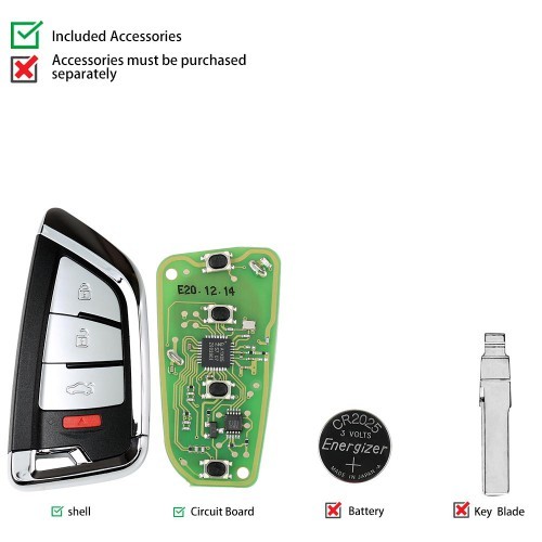Xhorse XSKF20EN Smart Remote Key Knife Style 4 Buttons English 5pcs/lot
