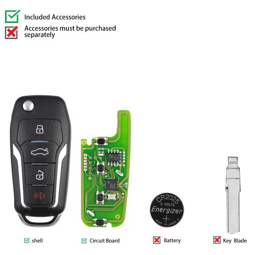 Xhorse XKFO01EN Wire Remote Key Ford Condor Flip 4 buttons Unmovable Key King English 5pcs/lot