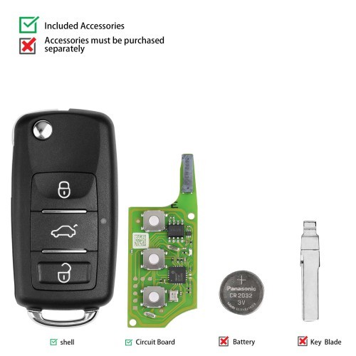 Xhorse XEB510EN Super Remote Key VW B5 Flip 3 Button Built-in XT27B Super Chip English 10pcs/lot