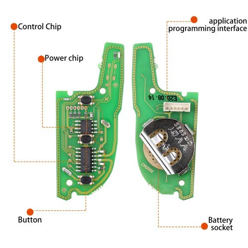 XHORSE XKKF21EN Wire Remote Key Knife 2 Flip 3 Buttons English 5pcs/lot