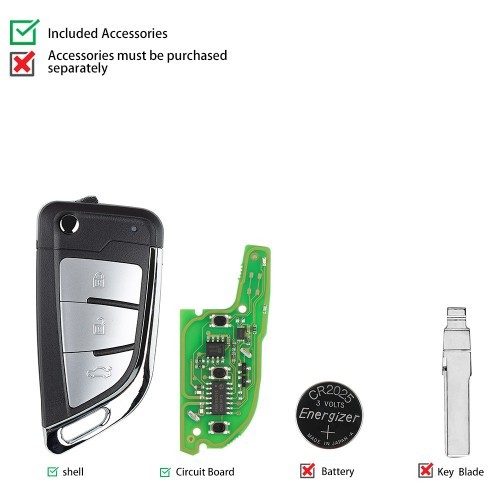 Xhorse XEKF21EN Super Remote Key Knife Flip 3 Buttons Built-in Super Chip English 5pcs/lot