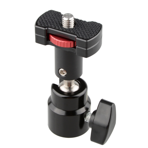 CAMVATE 1/4"-20 360° Rotating Quick Release Ball Head Micro Rod Tripod Mount with Large Knurled Edge Lock Nut