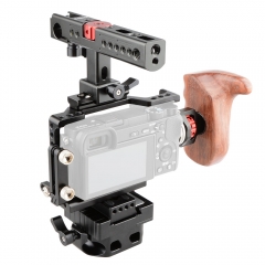 CAMVATE Camera Cage Kit with QR Rail Support Base Plate for Sony A6500