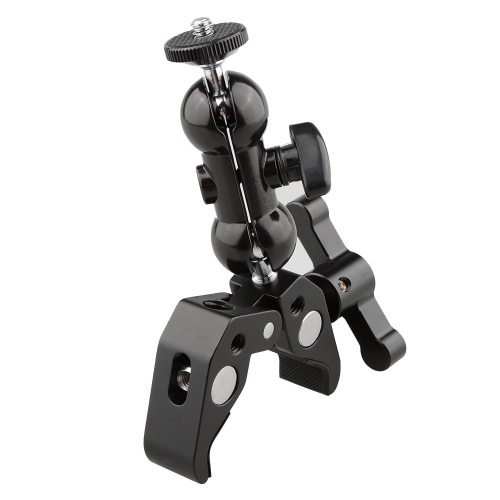CAMVATE Crab Clamp Bracket with 1/4" Screw Double Ball Head Mount (Black T-handle)