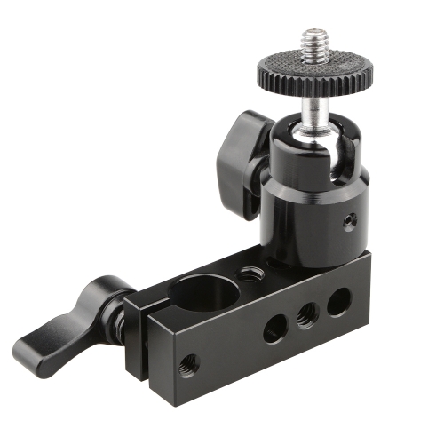 CAMVATE 15mm Single Rod Clamp with 1/4" Mini Ball Head Bracket Holder Mount