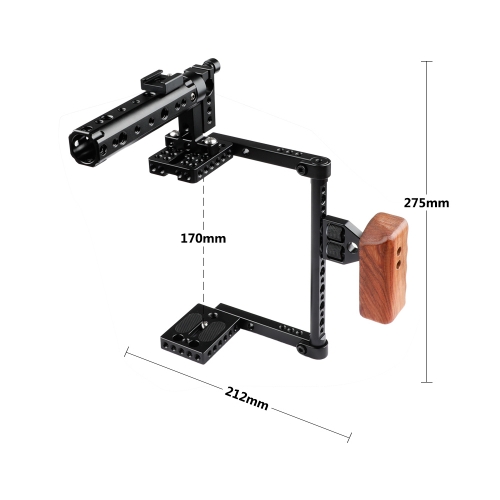 CAMVATE Universal Cage Top Handle Wood Grip for 80D, GH5 (Large