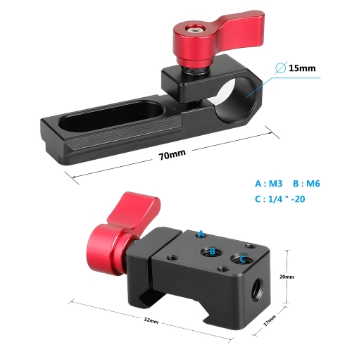 CAMVATE Single 15mm Rod Clamp & NATO Clamp (Red Wingnuts) for GH5