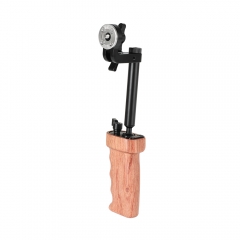 CAMVATE Wooden Handgrip With Ball Head Connection & Rosette Mount Joint For Camcorder Shoulder Rig (Either Side)