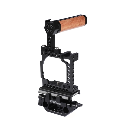 CAMVATE Camera Full Cage With Manfrotto QR Plate & 15mm Railblock & Top Handle For Sony A6000 A6300 A6400 A6500 A6600 4K