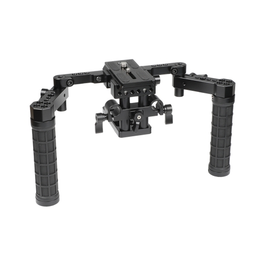 CAMVATE Manfrotto Quick Release Tripod Mount Base Plate With 15mm LWS Rod Clamp & Dual Adjustable Rubber Handgrips