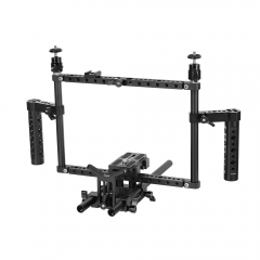 CAMVATE Full Frame DSLR Camera Cage Rig With Adjustable Dual Cheese Handgrip & 15mm Rod Support System & Manfrotto Quick Release Baseplate