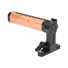 CAMVATE Wooden Top Handle Grip With Quick Release NATO Clamp And 70mm NATO Safety Rail For DSLR Camera Cage Rig