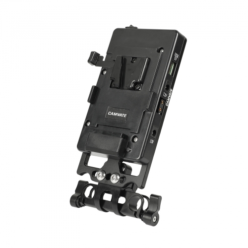 CAMVATE Quick Release V Mount Power Splitter Battery Plate With 360 Degree Rotating 15mm Rail Blocks