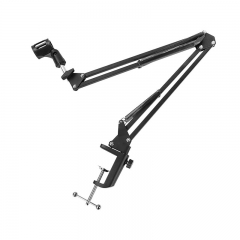 CAMVATE Foldable Cantilever Microphone Stand NB-35 With Adjustable Suspension Boom Scissor Arm For Streaming Voice-overs Recording (Iron C Clamp Base)