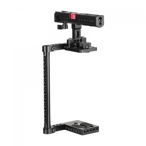 CAMVATE Simple Camera Cage Kit With Top Cheese Handle Equipped With Double Shoe Mounts & 15mm Railblock For Large DSLR Camera