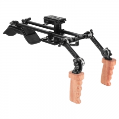 CAMVATE Pro Shoulder Mount Rig With Height-adjustable Manfrotto Quick Release Plate & Adjustable ARRI Rosette Magic Arm & Wooden Handgrips