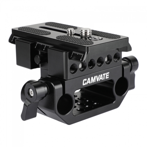 CAMVATE Standard Manfrotto Quick Release Baseplate Assembly With 15mm Dual Rod Clamp Base
