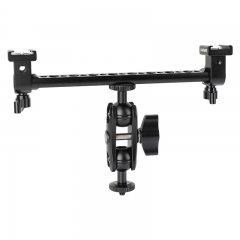 CAMVATE T-bar Bracket Arm With Central Adjustable Ball Head Holder 1/4" Screw Mount & Double-end Cold Shoe Mounts