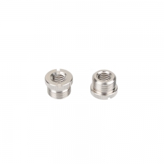 CAMVATE 5/8"-27 Male to 3/8"-16 Female Microphone Screw Adapter Silver Color Nickel Brass Made (2 Pieces)
