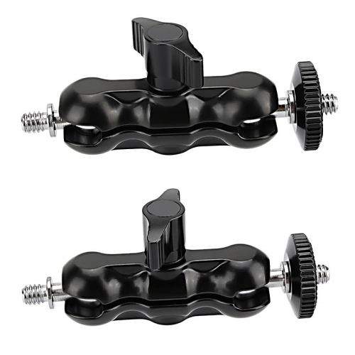 CAMVATE Versatile 1/4"-20 Mini Ball Head Extension Arm Black Knob (2 Pieces)